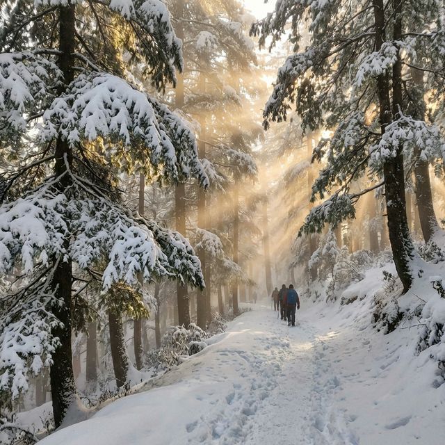 Magical pine forest trail